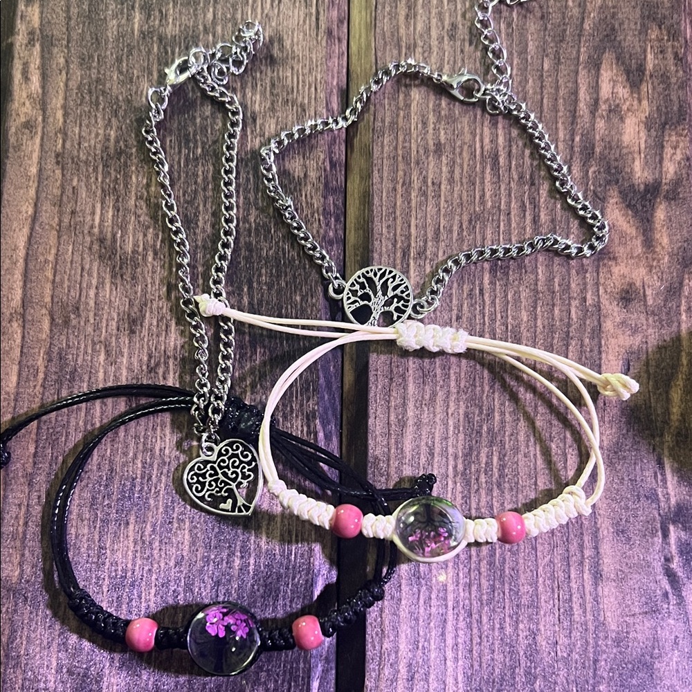 Boho Charm Bracelet Set with Tree of Life